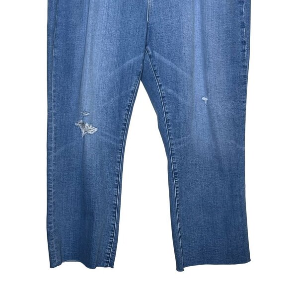 GAP High Rise Kick Fit Distressed Raw Hem Jeans Light Wash Size 35 NWT - Picture 8 of 11